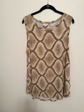 LuLaRoe Brown and Cream Geometric Tank Top Size Medium